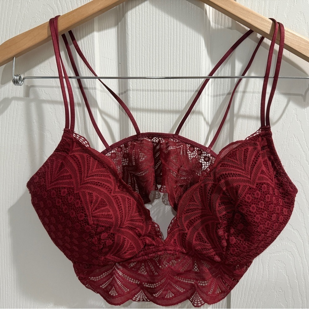 Auden Red Lace Padded Bralette Bra Long Line Camisole Lolita Romance Cottagecore